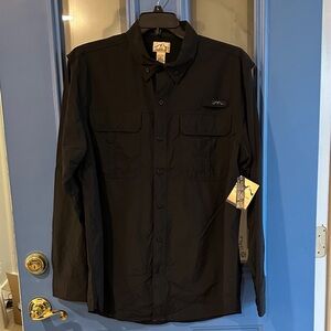 Blue Mountain Black Fishing Button-Up Shirt NWT